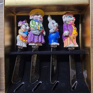 Christopher Radko Easter Bunny Cheese Spreaders Set Spring Party